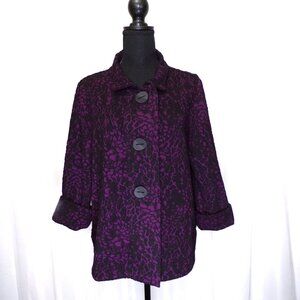 Liv by Habitat Clothes Jacket M Purple Black Textured Abstract Boho Artsy Button